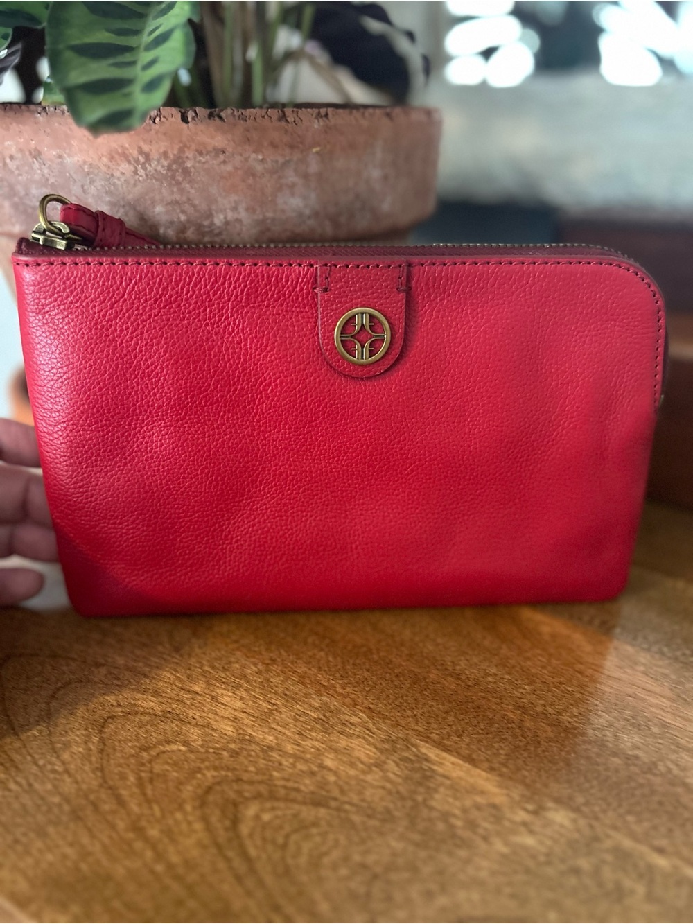 NWT Fossil Sofia Leather Wristlet Clutch, Genuine Leather in Red